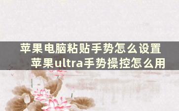 苹果电脑粘贴手势怎么设置 苹果ultra手势操控怎么用